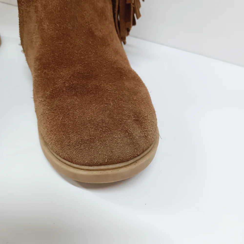 Real Brown Suede Nordstrom Girl's Fringe High Zip Boots Size 10